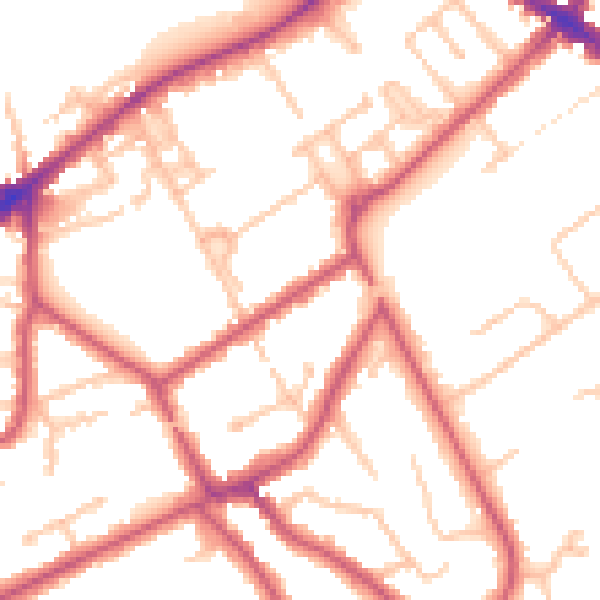 Daytime road noise heatmap for KT6 5JZ