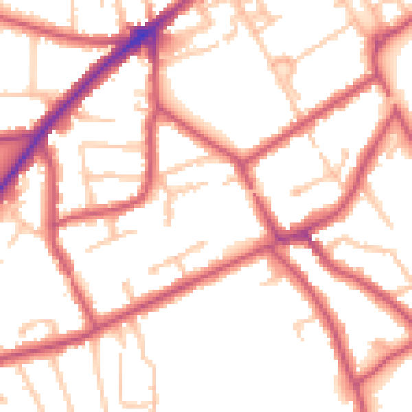 Daytime road noise heatmap for KT6 5LQ