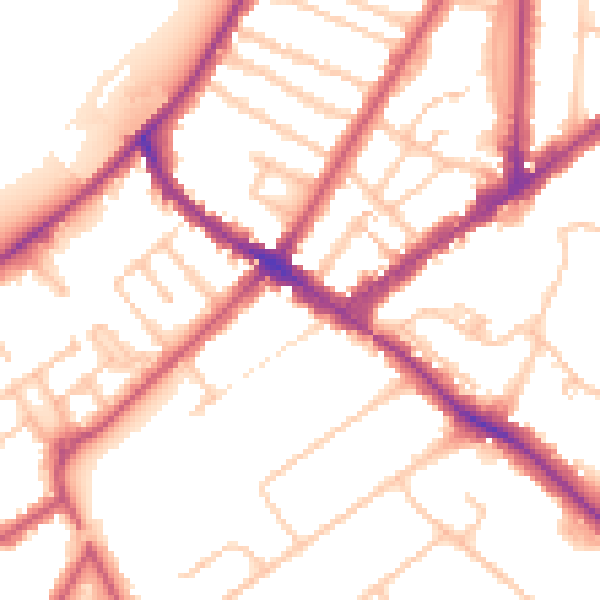Daytime road noise heatmap for KT6 5LR