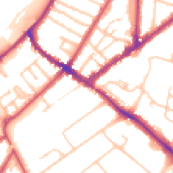 Daytime road noise heatmap for KT6 5LX