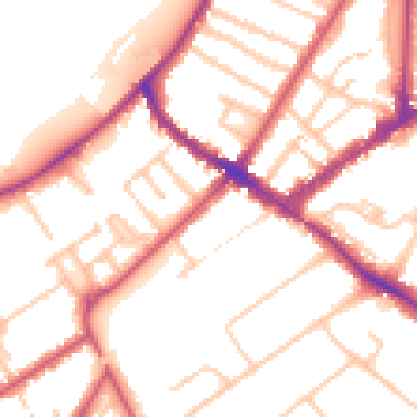 Daytime road noise heatmap for KT6 5PN