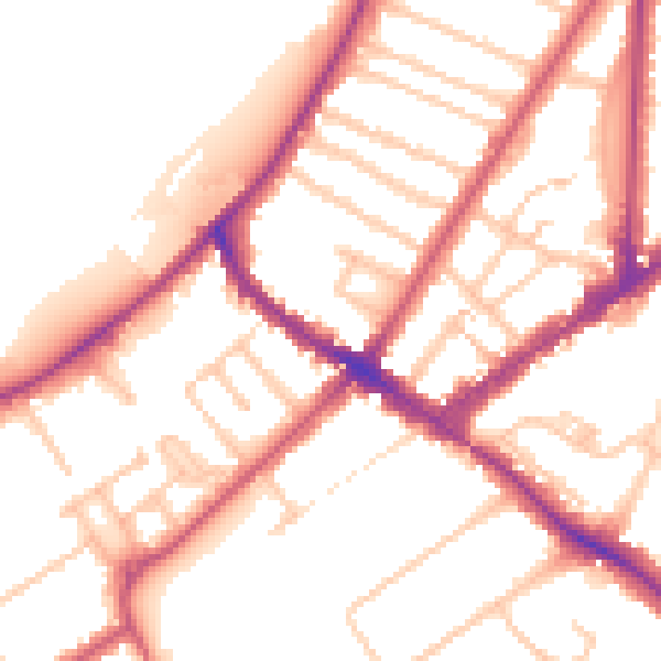 Daytime road noise heatmap for KT6 5PS
