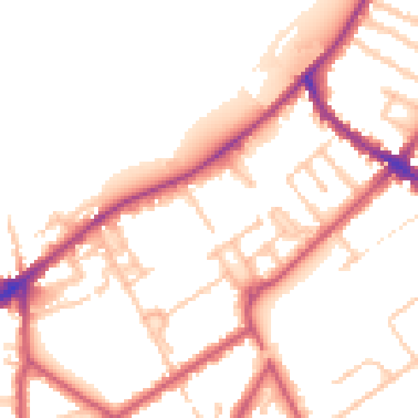 Daytime road noise heatmap for KT6 5PY