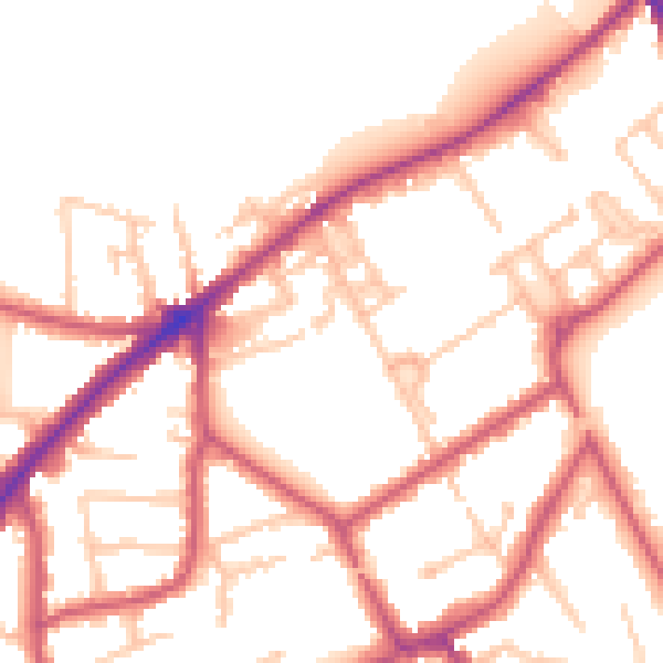 Daytime road noise heatmap for KT6 5QS