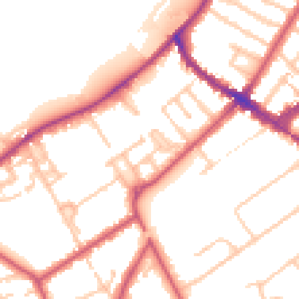 Daytime road noise heatmap for KT6 5RN