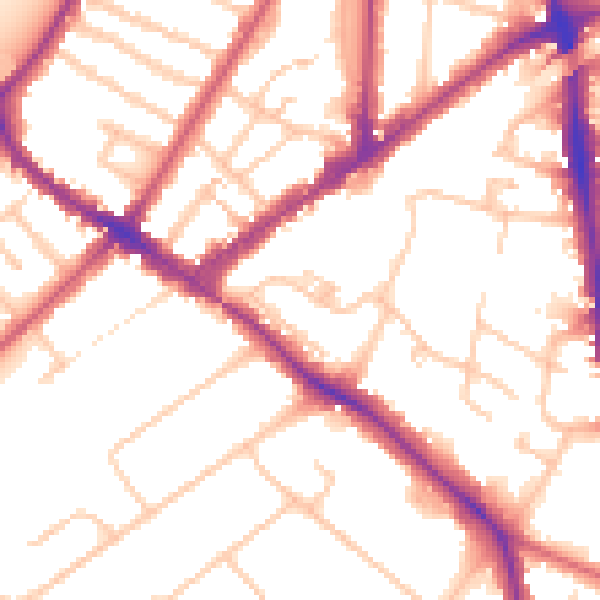 Daytime road noise heatmap for KT6 6BS