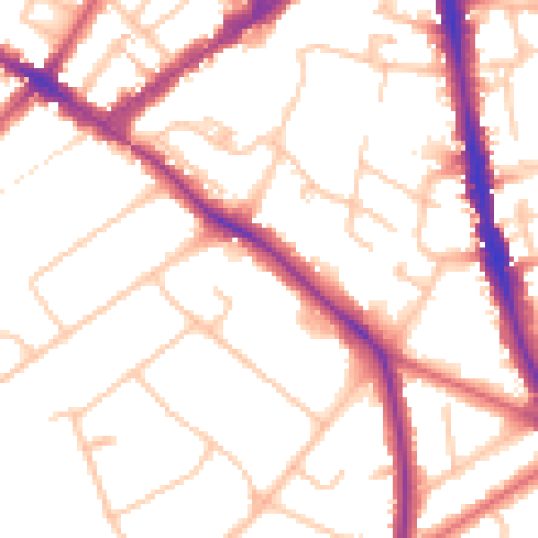 Daytime road noise heatmap for KT6 6LE
