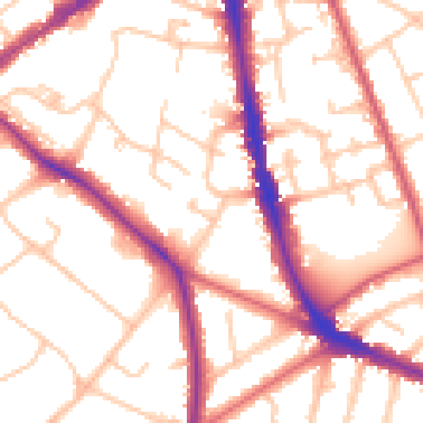Daytime road noise heatmap for KT6 6LL