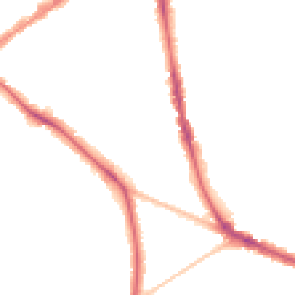 Night-time road noise heatmap for KT6 6LL