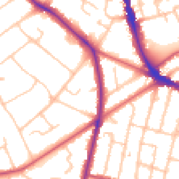 Daytime road noise heatmap for KT6 6LT