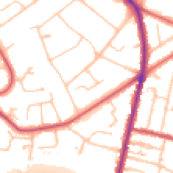 Daytime road noise heatmap for KT6 6QS