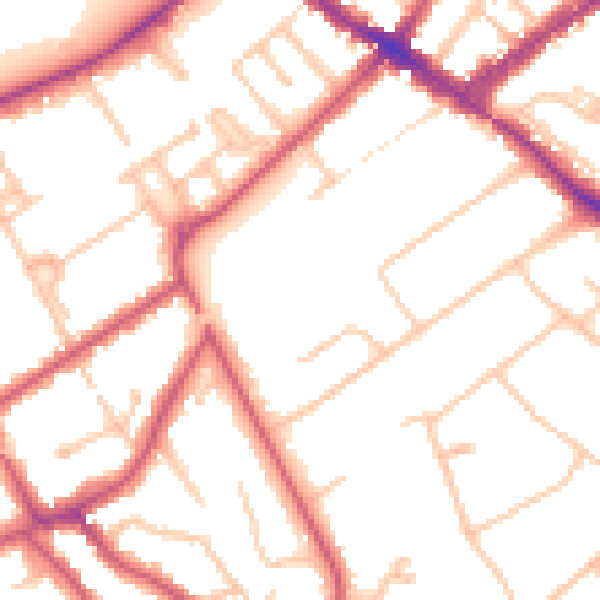 Daytime road noise heatmap for KT6 6RP