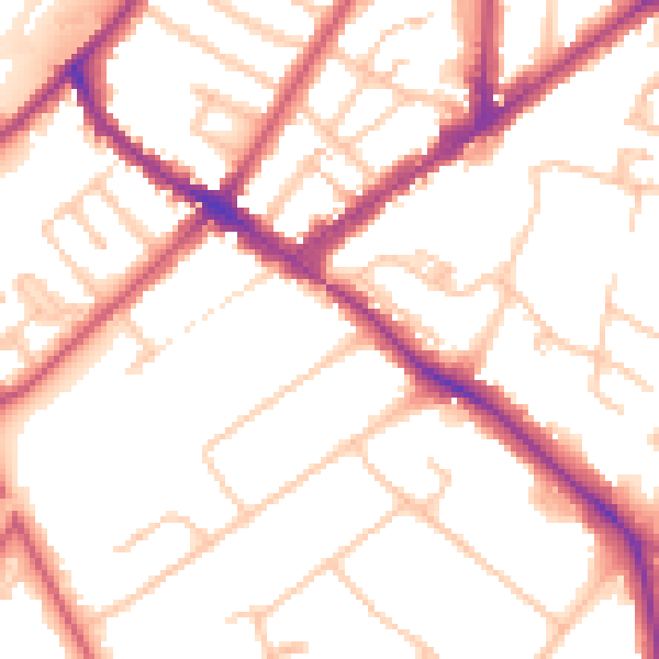 Daytime road noise heatmap for KT6 6RT