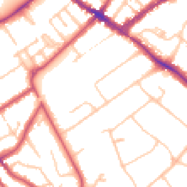 Daytime road noise heatmap for KT6 6SB