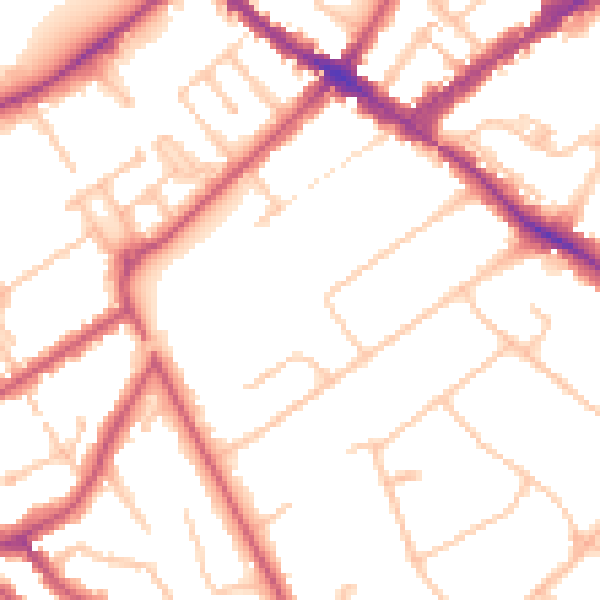 Daytime road noise heatmap for KT6 6SH