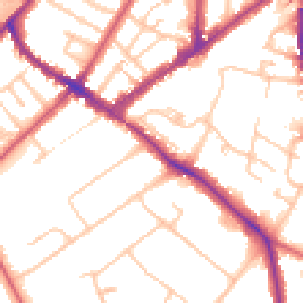 Daytime road noise heatmap for KT6 6SQ