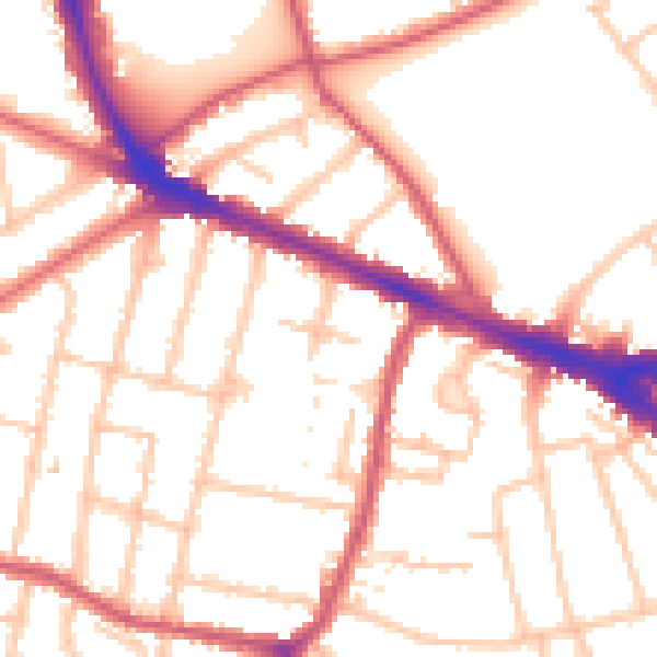 Daytime road noise heatmap for KT6 7AT