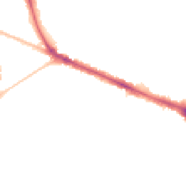 Night-time road noise heatmap for KT6 7AU