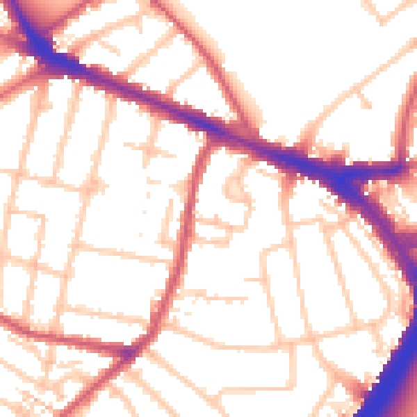 Daytime road noise heatmap for KT6 7BP