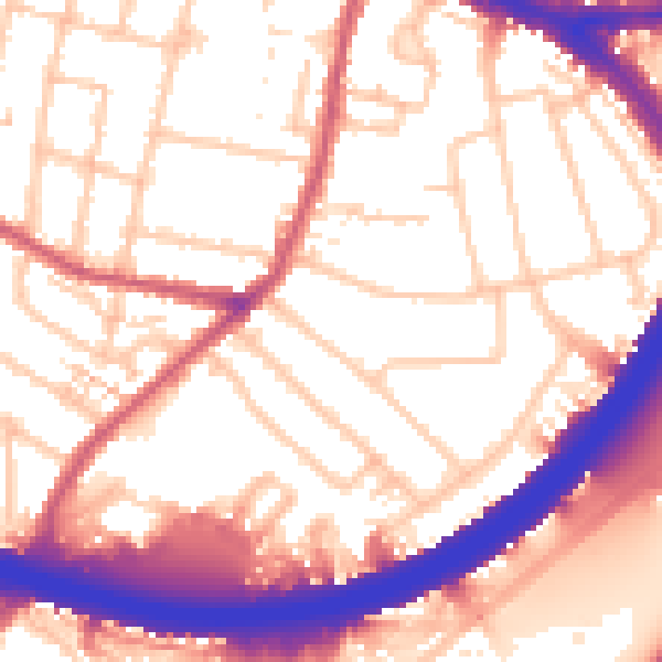 Daytime road noise heatmap for KT6 7NU