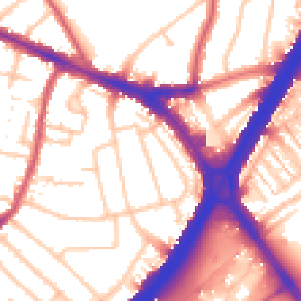 Daytime road noise heatmap for KT6 7PY