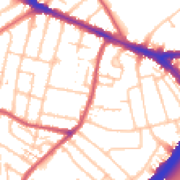 Daytime road noise heatmap for KT6 7QP
