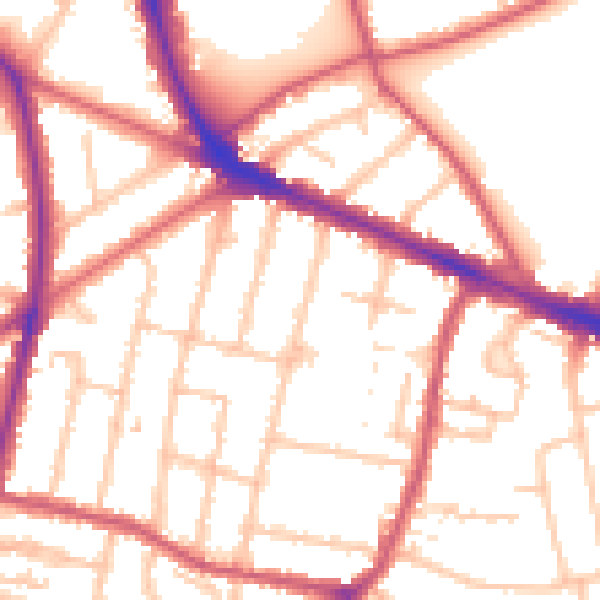 Daytime road noise heatmap for KT6 7RZ