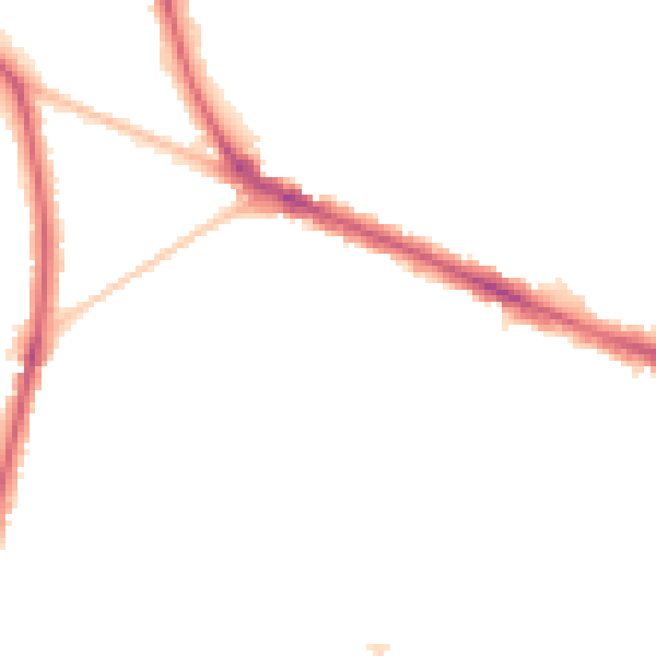 Night-time road noise heatmap for KT6 7RZ