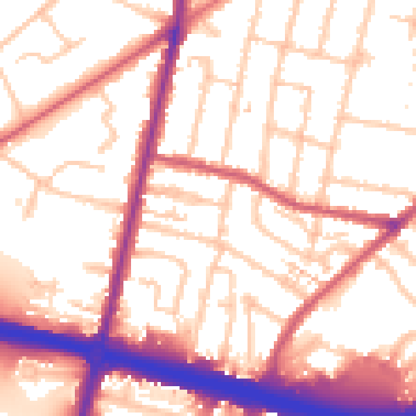 Daytime road noise heatmap for KT6 7ST