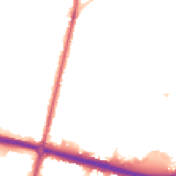 Night-time road noise heatmap for KT6 7ST