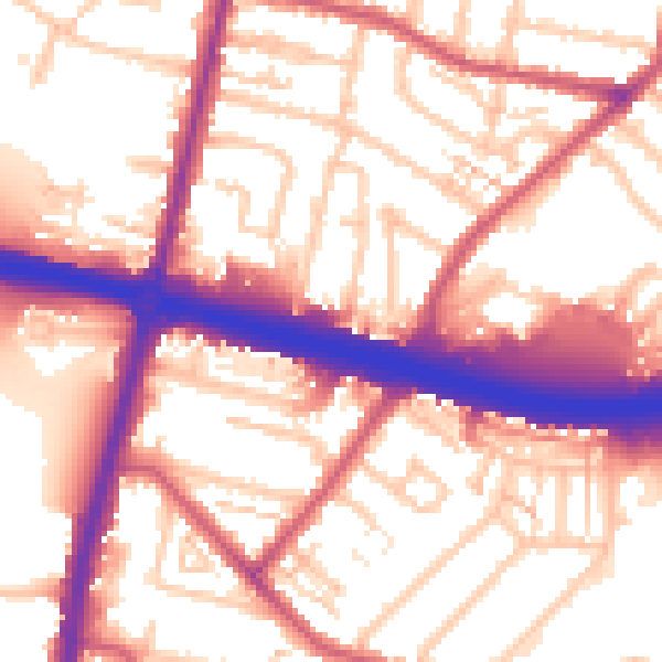 Daytime road noise heatmap for KT6 7SX