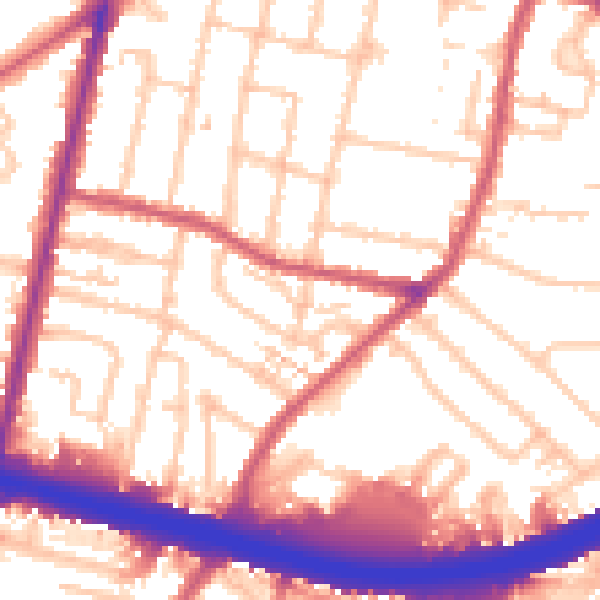 Daytime road noise heatmap for KT6 7XF