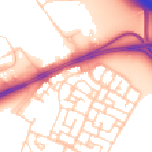 Daytime road noise heatmap for L11 0AQ