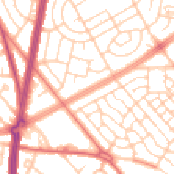 Daytime road noise heatmap for L11 5AB