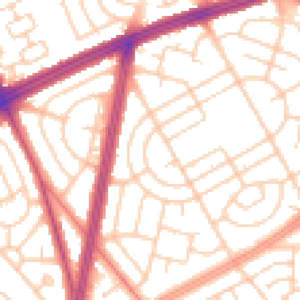 Daytime road noise heatmap for L11 5BG