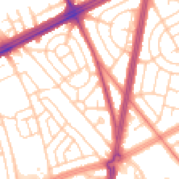 Daytime road noise heatmap for L11 7BS