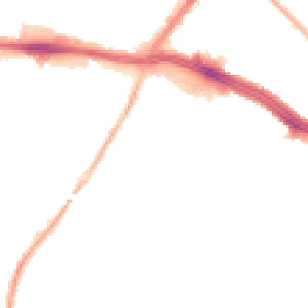 Night-time road noise heatmap for L13 1DT