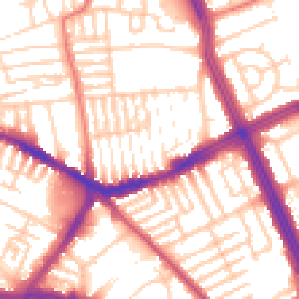 Daytime road noise heatmap for L13 5XY