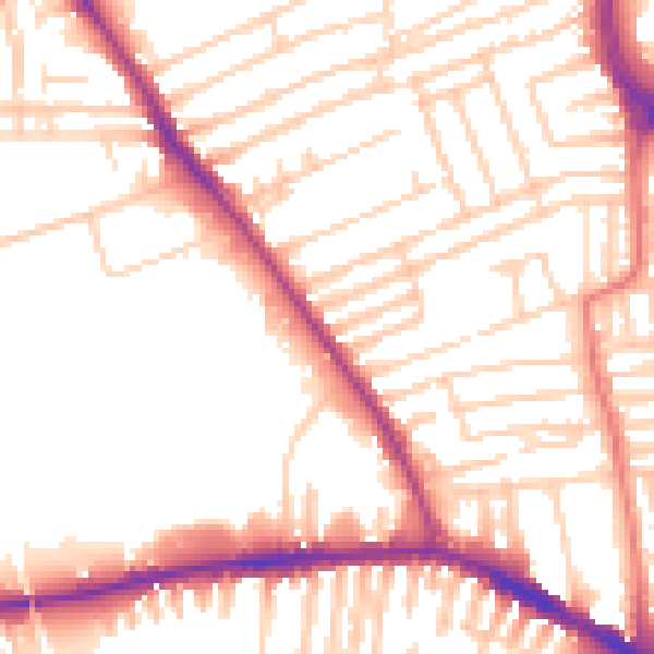 Daytime road noise heatmap for L13 6RQ