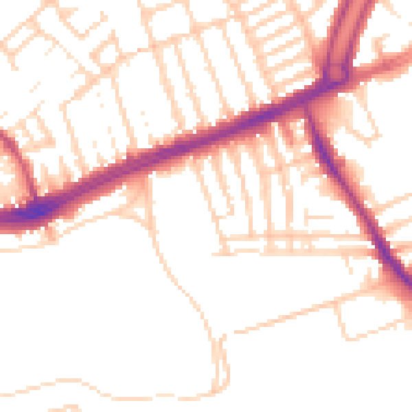 Daytime road noise heatmap for L13 8BQ