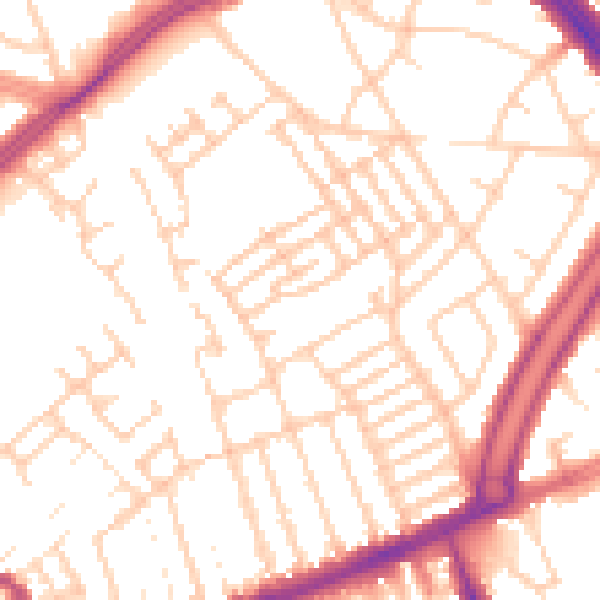 Daytime road noise heatmap for L13 8DL