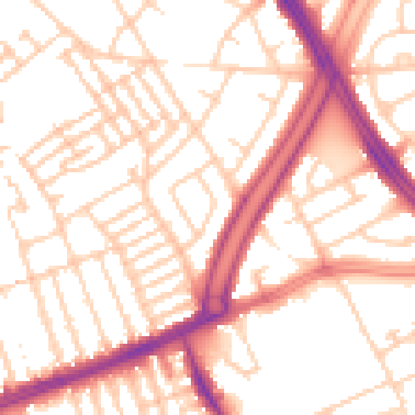 Daytime road noise heatmap for L13 9AB