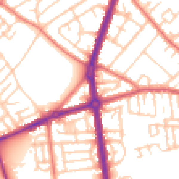 Daytime road noise heatmap for L20 0DE