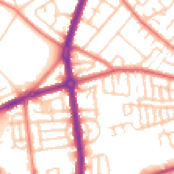 Daytime road noise heatmap for L20 0DJ