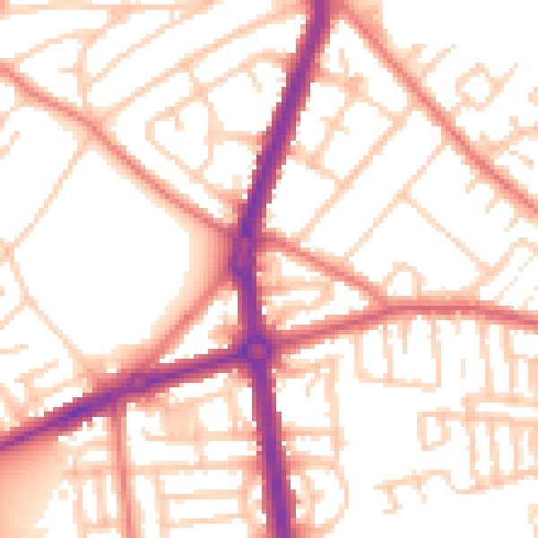Daytime road noise heatmap for L20 0DU