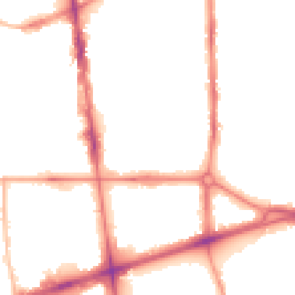 Night-time road noise heatmap for L20 3PJ