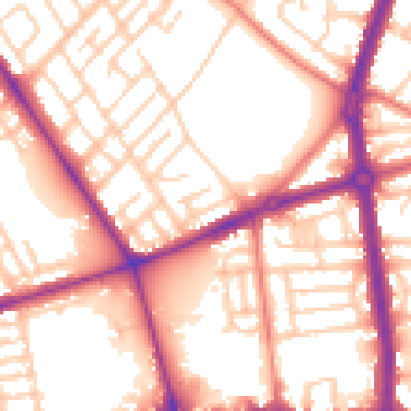 Daytime road noise heatmap for L20 6AJ