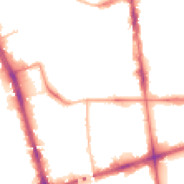 Night-time road noise heatmap for L20 7AU