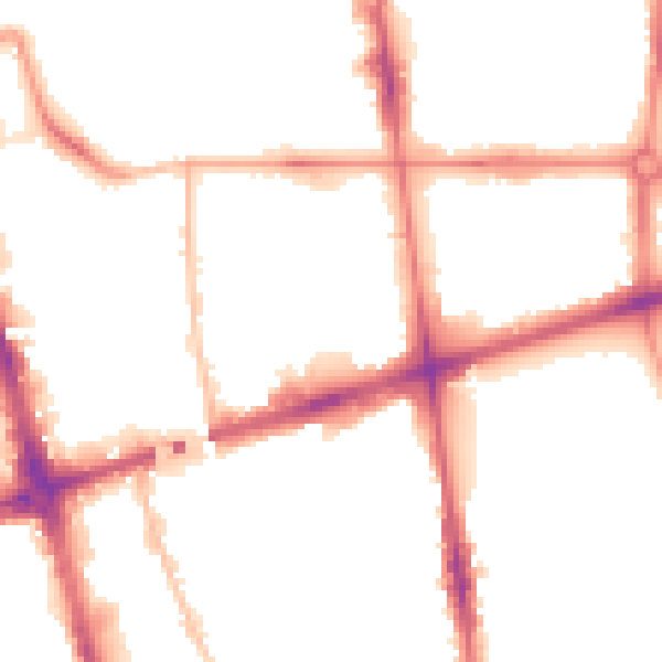Night-time road noise heatmap for L20 7BB