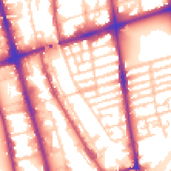 Daytime road noise heatmap for L20 7DL
